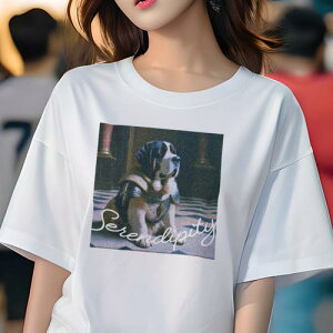 Tシャツ レディース 犬ファン 半袖 春夏 犬柄 プリント カジュアル かわいい 人間用 フィットネス ダンス 鎧 セントバーナード 城 チェスボード 英語のテキスト