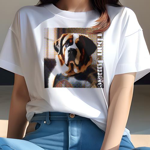 Tシャツ レディース 犬ファン 半袖 春夏 犬柄 プリント カジュアル かわいい 人間用 フィットネス ダンス アーバンジャングル セントバーナード アート カラフル 点画 Tシャツ レディース 犬ファン 半袖 春夏 犬柄 プリント カジュアル かわいい 人間用 フィットネス ダンス アーバンジャングル セントバーナード アート カラフル 点画