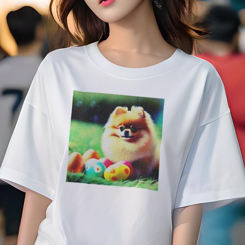 Tシャツ レディース 犬ファン 半袖 春夏 犬柄 プリント カジュアル かわいい 人間用 フィットネス ダンス 草 ポメラニアン タマゴ 花柄 Tシャツ レディース 犬ファン 半袖 春夏 犬柄 プリント カジュアル かわいい 人間用 フィットネス ダンス 草 ポメラニアン タマゴ 花柄