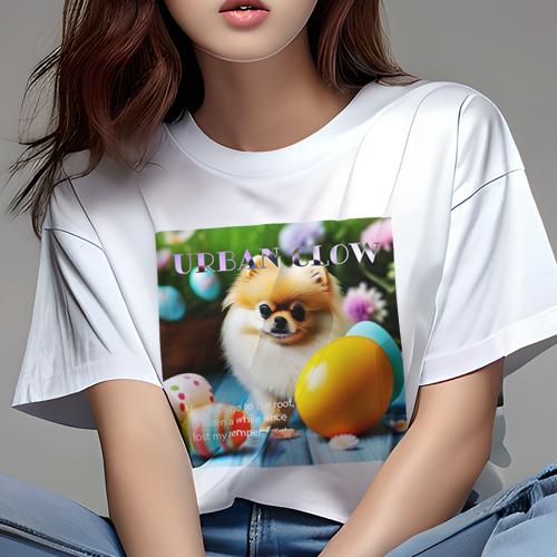 Tシャツ レディース 犬ファン 半袖 春夏 犬柄 プリント カジュアル かわいい 人間用 フィットネス ダンス 卵 ポメラニアン 花 木のテーブル Tシャツ レディース 犬ファン 半袖 春夏 犬柄 プリント カジュアル かわいい 人間用 フィットネス ダンス 卵 ポメラニアン 花 木のテーブル
