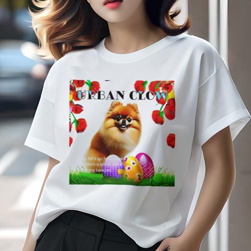 Tシャツ レディース 犬ファン 半袖 春夏 犬柄 プリント カジュアル かわいい 人間用 フィットネス ダンス 花 ポメラニアン イースターエッグ Tシャツ レディース 犬ファン 半袖 春夏 犬柄 プリント カジュアル かわいい 人間用 フィットネス ダンス 花 ポメラニアン イースターエッグ