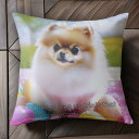 卵 ポメラニアン 毛布 庭 クッションカバー 45×45cm アニマル柄 おしゃれ 可愛い クッション本体付き 正方形 犬ファン