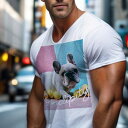 Tシャツ メンズ キッズ 犬ファン 半袖 春夏 犬柄 プリント カジュアル かわいい 人間用 フィットネス ダンス レモン フレンチブルドッグ カラフルな背景 テキスト(4)