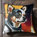 宇宙飛行士 チワワ ロケット 宇宙 クッションカバー 45×45cm アニマル柄 おしゃれ 可愛い クッション本体付き 正方形 犬ファン
