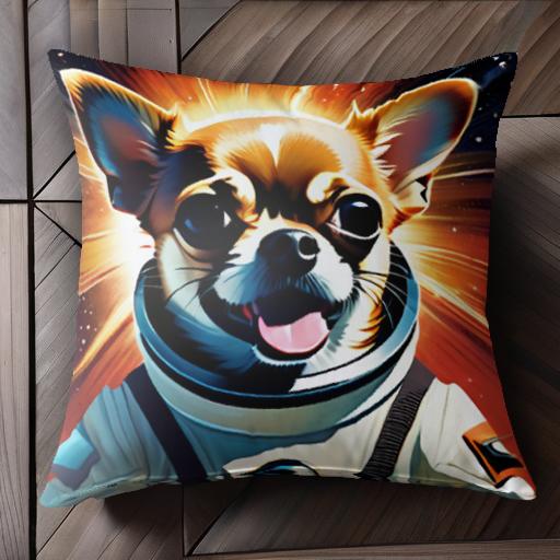宇宙服 チワワ 宇宙 スペース クッションカバー 45×45cm アニマル柄 おしゃれ 可愛い クッション本体付き 正方形 犬ファン