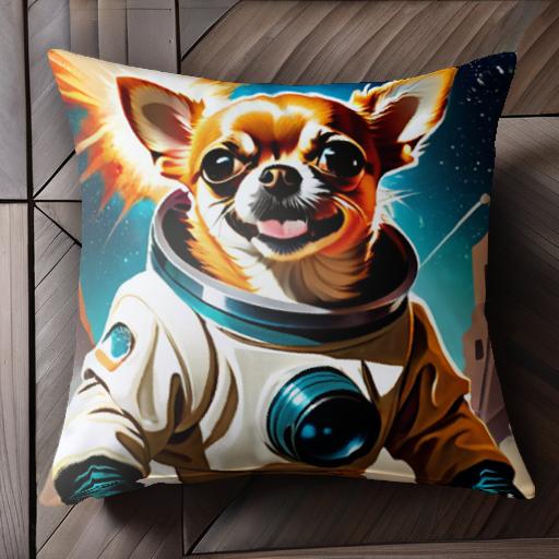 宇宙 チワワ スペーススーツ 爆発 星 建物 クッションカバー 45×45cm アニマル柄 おしゃれ 可愛い クッション本体付き 正方形 犬ファン