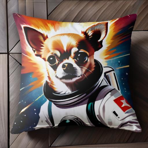 宇宙 チワワ アストロノーツ 宇宙服 星 宇宙背景 クッションカバー 45×45cm アニマル柄 おしゃれ 可愛い クッション本体付き 正方形 犬ファン