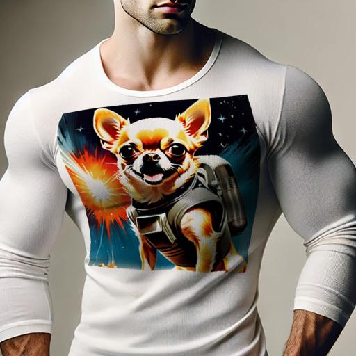 楽天フロントップ楽天市場店長袖Tシャツ 人間用 メンズ 秋春夏 プリント レジャー アウトドア カジュアル かわいい 犬ファン 宇宙 チワワ 爆発 星 バックパック