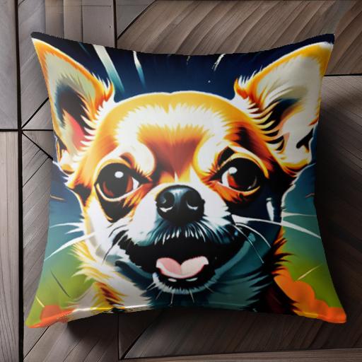 鮮やか チワワ ビビッド カラフル クッションカバー 45×45cm アニマル柄 おしゃれ 可愛い クッション本..