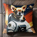 宇宙服 チワワ 宇宙 惑星 爆発 クッションカバー 45×45cm アニマル柄 おしゃれ 可愛い クッション本体付き 正方形 犬ファン
