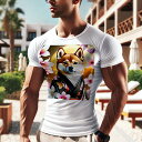Tシャツ メンズ キッズ 犬ファン 半袖 春夏 犬柄 プリント カジュアル かわいい 人間用 フィットネス ダンス 桜 柴犬 和服 太陽