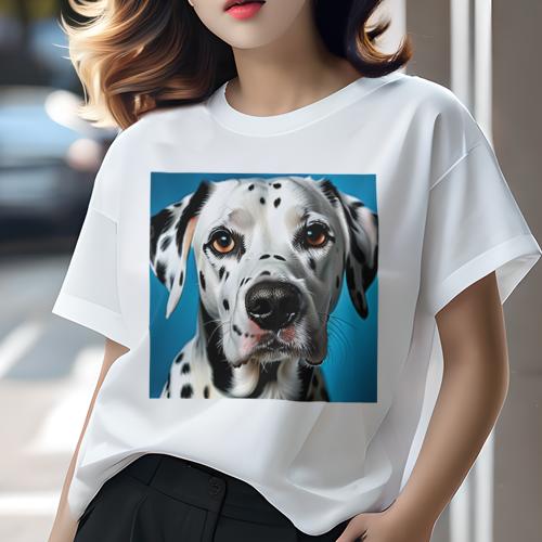 Tシャツ レディース 犬ファン 半袖 春夏 犬柄 プリント カジュアル かわいい 人間用 フィットネス ダンス 青い背景 ダルメシアン ドッグポートレート かわいい犬 Tシャツ レディース 犬ファン 半袖 春夏 犬柄 プリント カジュアル かわいい 人間用 フィットネス ダンス 青い背景 ダルメシアン ドッグポートレート かわいい犬