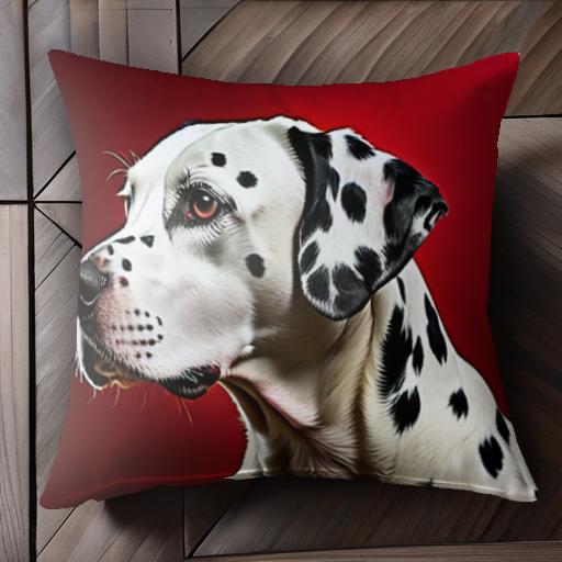 赤い背景 ダルメシアン 横顔 クッションカバー 45×45cm アニマル柄 おしゃれ 可愛い クッション本体付..