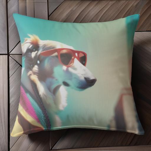 赤いサングラス ボーダーコリー ジャケット 都市景観 夕日 クッションカバー 45×45cm アニマル柄 おしゃれ 可愛い クッション本体付き 正方形 犬ファン 赤いサングラス ボーダーコリー ジャケット 都市景観 夕日 クッションカバー 45×45cm アニマル柄 おしゃれ 可愛い クッション本体付き 正方形 犬ファン