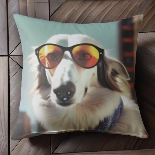 サングラス ボルゾイ ネッカチーフ 建物 青空 クッションカバー 45×45cm アニマル柄 おしゃれ 可愛い ..