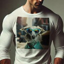 長袖Tシャツ 人間用 メンズ 秋春夏 プリント レジャー アウトドア カジュアル かわいい 犬ファン サングラス ボルゾイ コート 街 車