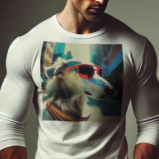 長袖Tシャツ 人間用 メンズ 秋春夏 プリント レジャー アウトドア カジュアル かわいい 犬ファン サングラス ボルゾイ スカーフ 街