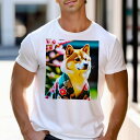 Tシャツ メンズ キッズ 犬ファン 半袖 春夏 犬柄 プリント カジュアル かわいい 人間用 フィットネス ダンス 和服 柴犬 桜