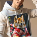 パーカー 人間用 メンズ 秋春夏 プリント レジャー ポケットレス プルオーバーパーカー カジュアル かわいい 犬ファン 着物 柴犬 桜 花 和風