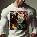長袖Tシャツ 人間用 メンズ 秋春夏 プリント レジャー アウトドア カジュアル かわいい 犬ファン 桜 柴犬 和服 火