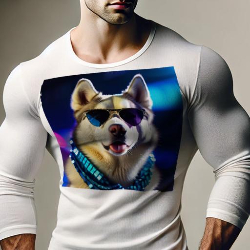 長袖Tシャツ 人間用 メンズ 秋春夏 プリント レジャー アウトドア カジュアル かわいい 犬ファン サングラス シベリアンハスキー スパンコール ネオン