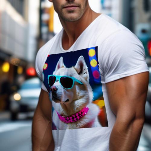 Tシャツ メンズ キッズ 犬ファン 半袖 春夏 犬柄 プリント カジュアル かわいい 人間用 フィットネス ダンス サングラス シベリアンハスキー ネオンライト Tシャツ メンズ キッズ 犬ファン 半袖 春夏 犬柄 プリント カジュアル かわいい 人間用 フィットネス ダンス サングラス シベリアンハスキー ネオンライト