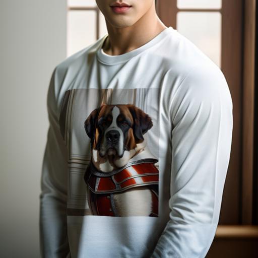 長袖Tシャツ 人間用 メンズ 秋春夏 プリント レジャー アウトドア カジュアル かわいい 犬ファン 鎧 セントバーナード 室内 クラシック 貴族