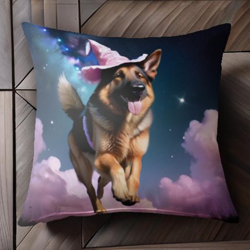 魔法の帽子 ジャーマンシェパードドッグ 星空 雲 クッションカバー 45×45cm アニマル柄 おしゃれ 可愛..