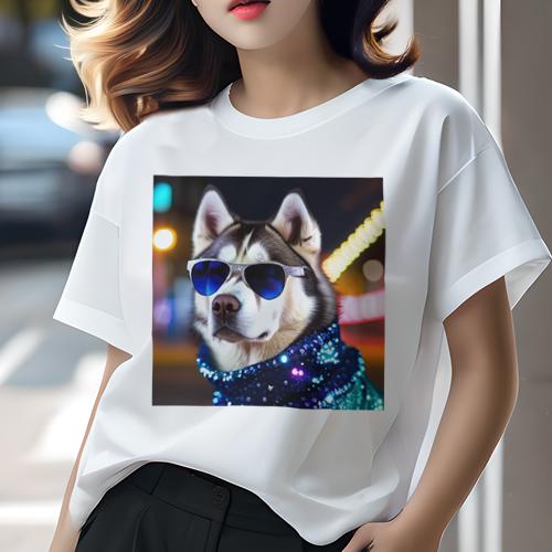 Tシャツ レディース 犬ファン 半袖 春夏 犬柄 プリント カジュアル かわいい 人間用 フィットネス ダン..