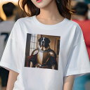 Tシャツ レディース 犬ファン 半袖 春夏 犬柄 プリント カジュアル かわいい 人間用 フィットネス ダンス 騎士 セントバーナード 鎧 絵画 ウインドウ(4)