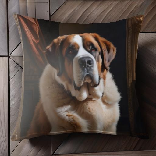 城 セントバーナード 室内 クッションカバー 45×45cm アニマル柄 おしゃれ 可愛い クッション本体付き ..