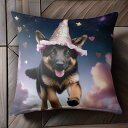 魔法の帽子 ジャーマンシェパードドッグ ハート 星 星空 クッションカバー 45×45cm アニマル柄 おしゃれ 可愛い クッション本体付き 正方形 犬ファン