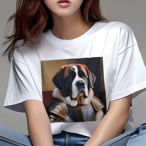 Tシャツ レディース 犬ファン 半袖 春夏 犬柄 プリント カジュアル かわいい 人間用 フィットネス ダンス 鎧 セントバーナード 室内 絵画 Tシャツ レディース 犬ファン 半袖 春夏 犬柄 プリント カジュアル かわいい 人間用 フィットネス ダンス 鎧 セントバーナード 室内 絵画