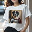 Tシャツ レディース 犬ファン 半袖 春夏 犬柄 プリント カジュアル かわいい 人間用 フィットネス ダンス 鎧 ランドシーア 絵画 室内 赤いマント クラシックな部屋 3,900円