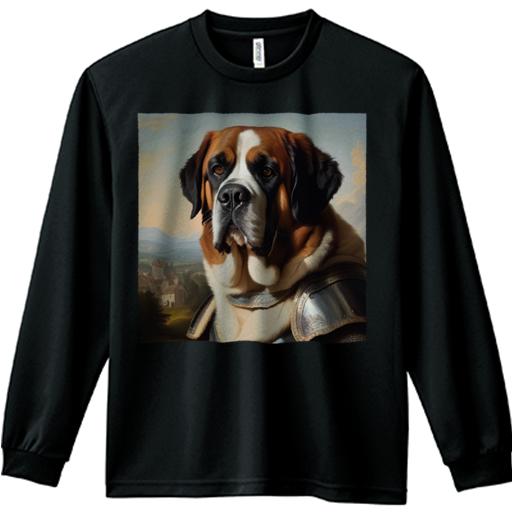 長袖Tシャツ 人間用 メンズ 秋春夏 プリント レジャー アウトドア カジュアル かわいい 犬ファン 鎧 セントバーナード 風景 城
