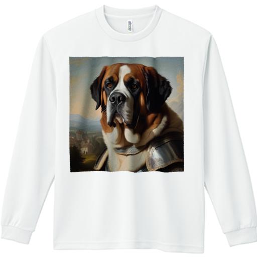 長袖Tシャツ 人間用 メンズ 秋春夏 プリント レジャー アウトドア カジュアル かわいい 犬ファン 鎧 セントバーナード 風景 城