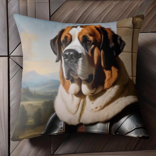 山 セントバーナード 鎧 騎士 戦士 クッションカバー 45×45cm アニマル柄 おしゃれ 可愛い クッション本体付き 正方形 犬ファン