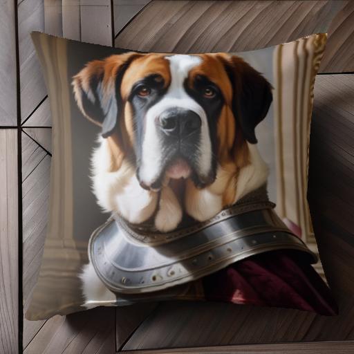 鎧 セントバーナード 室内 クッションカバー 45×45cm アニマル柄 おしゃれ 可愛い クッション本体付き 正方形 犬ファン