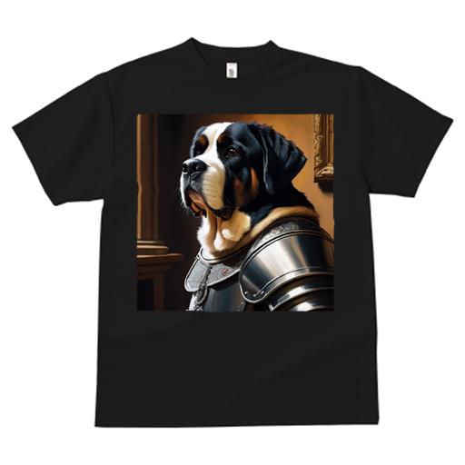 Tシャツ レディース 犬ファン 半袖 春夏 犬柄 プリント カジュアル かわいい 人間用 フィットネス ダンス 鎧 セントバーナード 古典的 絵画