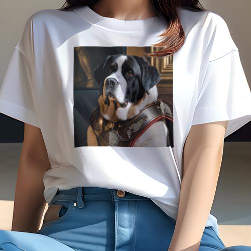 Tシャツ レディース 犬ファン 半袖 春夏 犬柄 プリント カジュアル かわいい 人間用 フィットネス ダンス 鎧 セントバーナード 貴族 室内 アート Tシャツ レディース 犬ファン 半袖 春夏 犬柄 プリント カジュアル かわいい 人間用 フィットネス ダンス 鎧 セントバーナード 貴族 室内 アート