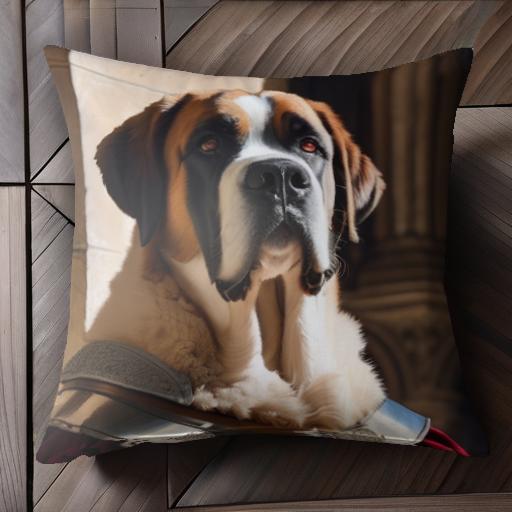 鎧 セントバーナード 建物 クッションカバー 45×45cm アニマル柄 おしゃれ 可愛い クッション本体付き 正方形 犬ファン