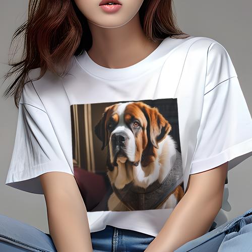 Tシャツ レディース 犬ファン 半袖 春夏 犬柄 プリント カジュアル かわいい 人間用 フィットネス ダンス 鎧 セントバーナード 室内 Tシャツ レディース 犬ファン 半袖 春夏 犬柄 プリント カジュアル かわいい 人間用 フィットネス ダンス 鎧 セントバーナード 室内