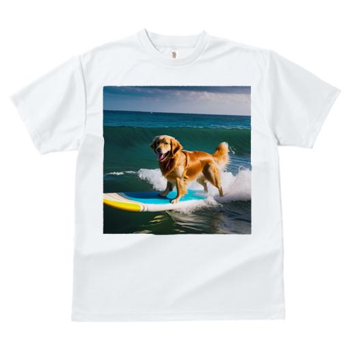 Tシャツ メンズ キッズ 犬ファン 半袖 春夏 犬柄 プリント カジュアル かわいい 人間用 フィットネス ダンス サーフボード ゴールデンレトリバー 海 波