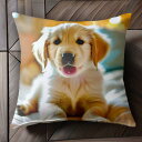 子犬 ゴールデンレトリバー 幸せ 家 ベッド 明るい クッションカバー 45×45cm アニマル柄 おしゃれ 可愛い クッション本体付き 正方形 犬ファン