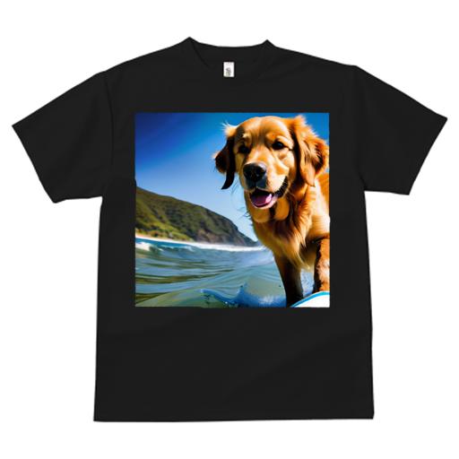 Tシャツ レディース 犬ファン 半袖 春夏 犬柄 プリント カジュアル かわいい 人間用 フィットネス ダンス 海 ゴールデンレトリバー サーフィン 青空 山