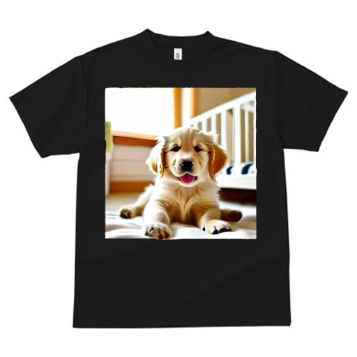 Tシャツ レディース 犬ファン 半袖 春夏 犬柄 プリント カジュアル かわいい 人間用 フィットネス ダンス 子犬 ゴールデンレトリバー ベッド 室内