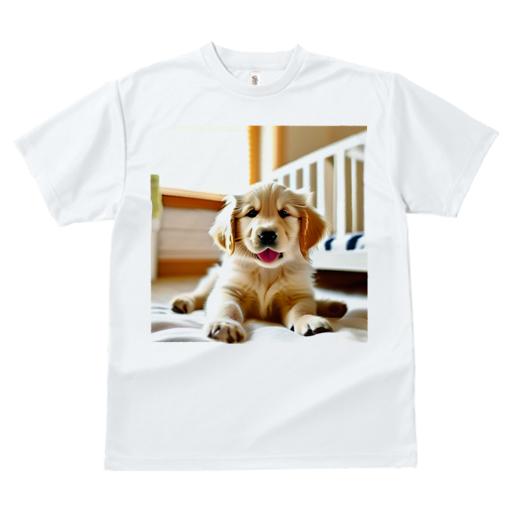 Tシャツ レディース 犬ファン 半袖 春夏 犬柄 プリント カジュアル かわいい 人間用 フィットネス ダンス 子犬 ゴールデンレトリバー ベッド 室内