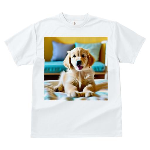 Tシャツ レディース 犬ファン 半袖 春夏 犬柄 プリント カジュアル かわいい 人間用 フィットネス ダンス 子犬 ゴールデンレトリバー ソファ