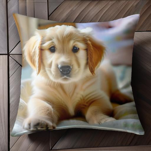 子犬 ゴールデンレトリバー 可愛い 屋内 ベッド クッションカバー 45×45cm アニマル柄 おしゃれ クッション本体付き 正方形 犬ファン