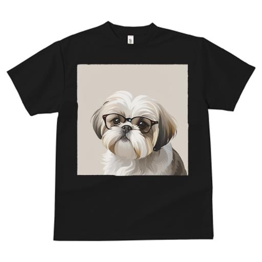 Tシャツ レディース 犬ファン 半袖 春夏 犬柄 プリント カジュアル かわいい 人間用 フィットネス ダンス 眼鏡 シーズー